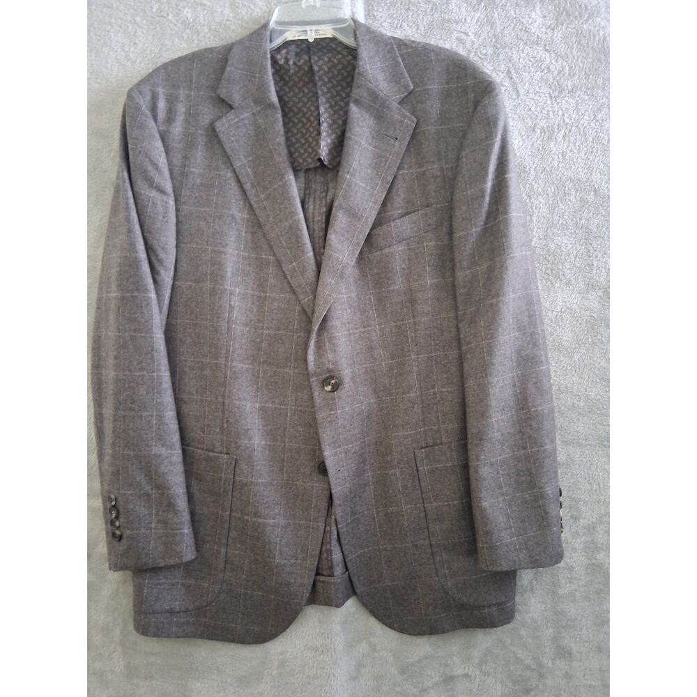 Joseph Abboud 42R Unstructured Blazer Gray Window Pane Plaid Marzotto Super100s‎